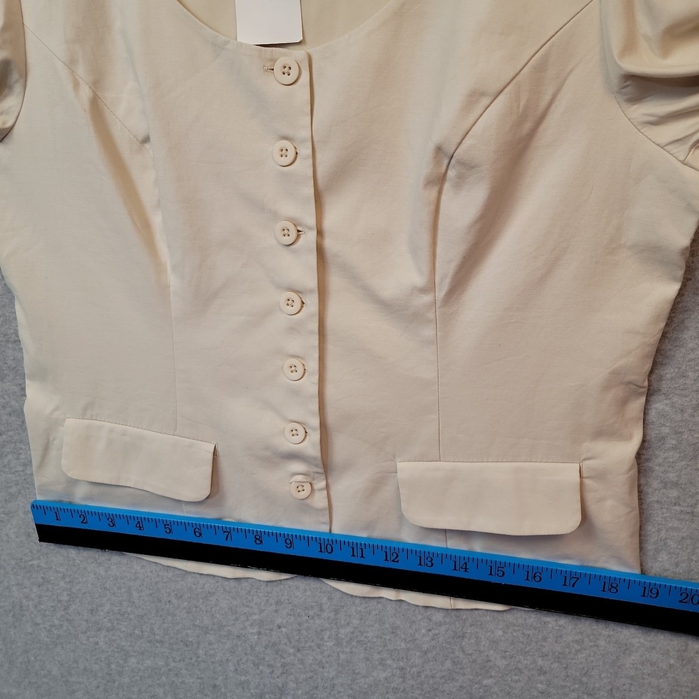 NEW‎ French Connection Poplin Button Up Top Womens XL 12 Cream Long Sleeve Lined - Picture 11 of 15